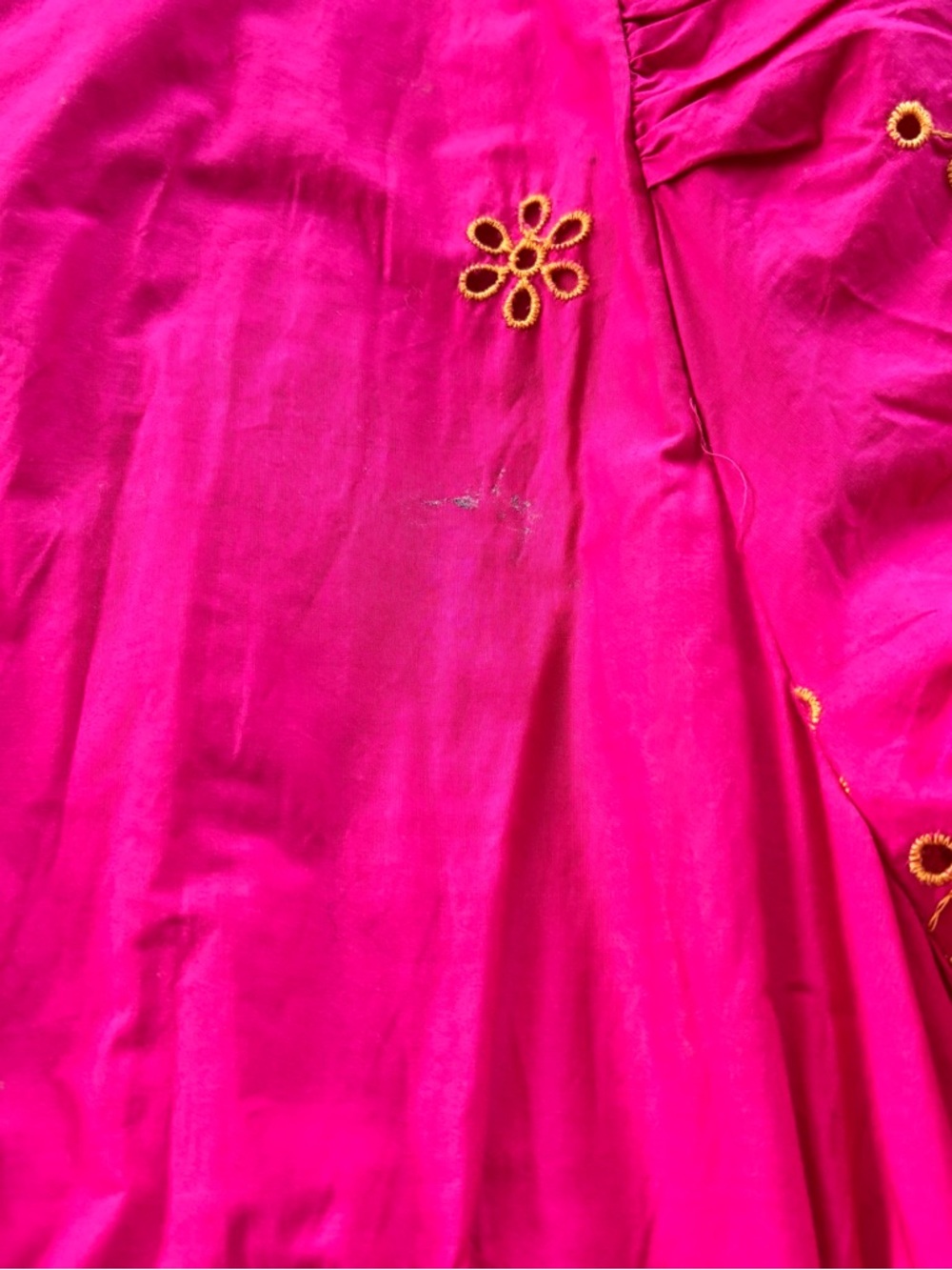 Anthropologie Somerset Eyelet Edition Hot Pink Dress with Gold Trim Maxi Dress - Picture 7 of 7
